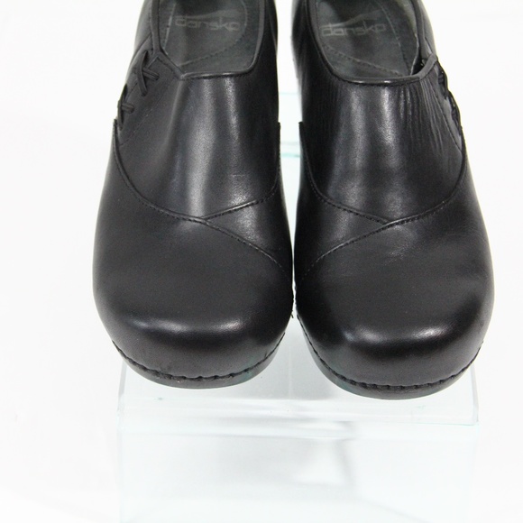 Dansko Platform Clogs Women Chunky Shoes Black Leather Slip on EU 40 - Picture 6 of 10